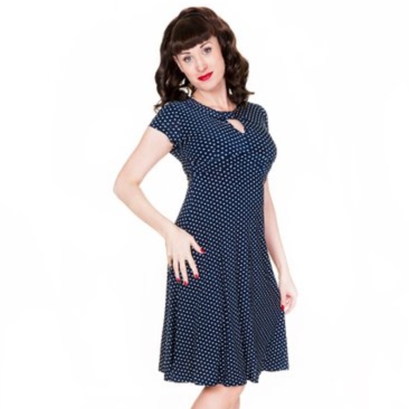Lindy Bop Dresses & Skirts - Lindy Bop Retro Blue and White Polka Dot Dress